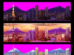 Бекграунд Токио, пиксель-арт