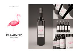 Дизайн упаковки розового вина Фламинго