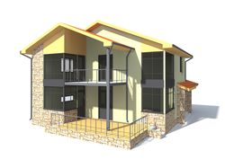 3D модель 2 этажного жилого дома