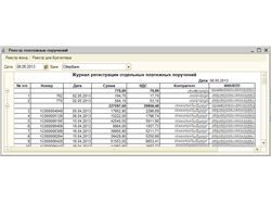 Реестр платежных поручений