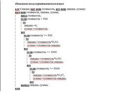 Описание программы на алгоритмическом языке