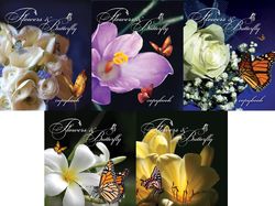 Серия обложек для тетрадей "Flowers & Butterfly"