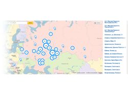 Яндекс.Карта - список магазинов на карте