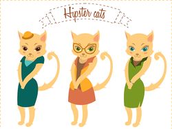 Набор кошек в стильной одежде
