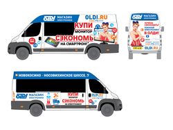 Реклама и-магазина ОЛДИ на маршрутках