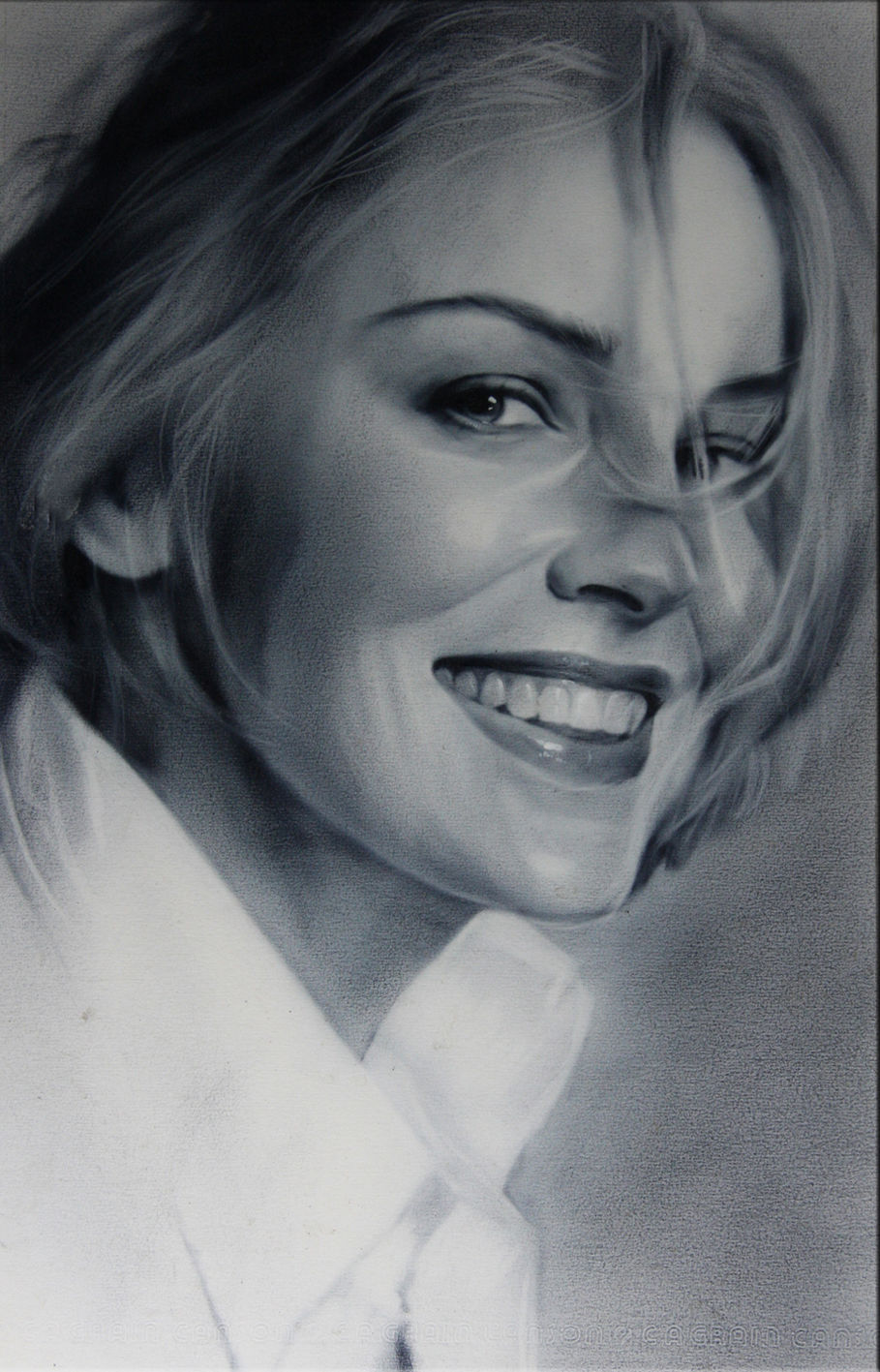 Шерон Стоун портрет карандашом