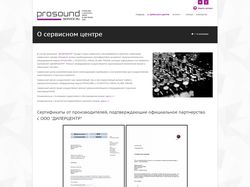 Сайт Визитка для Prosound