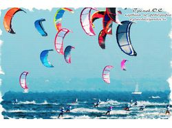 Рисунок по фотографии - Поймали ветер