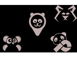Stilization panda, jellyfish, trees, butterfly.
