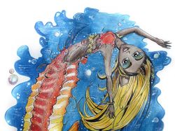 Морской конёк. Образ для куклы в морской тематике.