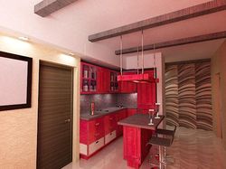 Проект кухни-гостиной и ванной комнаты.