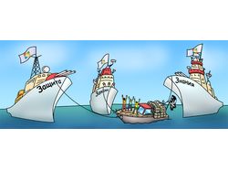 Карикатура "Microsoft и пираты"