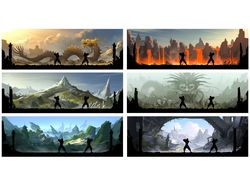 Скетчи локаций для Shadow fight 2