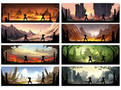 Скетчи локаций для Shadow fight 4