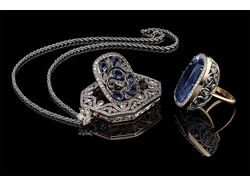 Комплект бриллиантами и сапфирами Diamond Jewelry