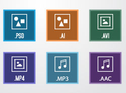 Набор иконок различных типов мультимедийных файлов