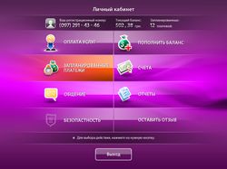Интерфейса личного кабинета платежного терминала