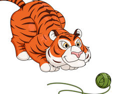 Тигр играет с клубком.