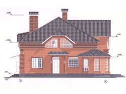 Фасад загородного дома в стиле русского модерна