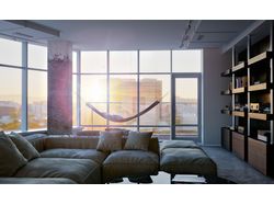 Визуализация квартиры с панорамными окнами