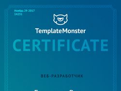 Сертификат веб-разработчика Елизарова Романа