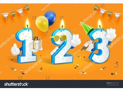 Birthday candle numbers. Vector