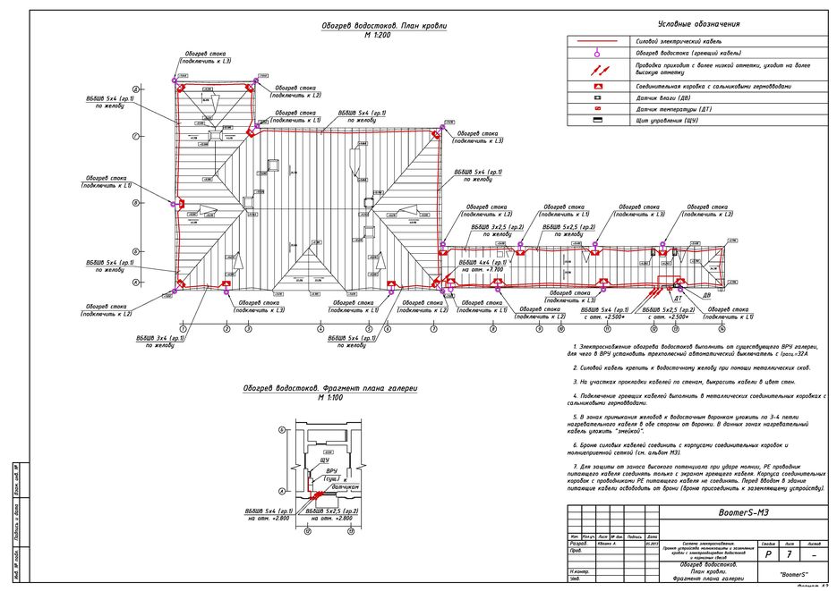 Обогрев воронок на кровле схема подключения кабелей