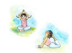Акварельный рисунок - Детская йога