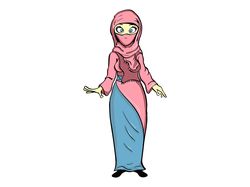 Девушка в хиджабе в мультяшном стиле.