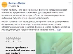 Ведение группы Facebook "Business Metrica"