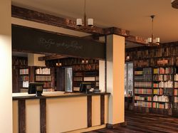 3D-визуализация интерьера книжного кафе