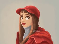 Мультяшный портрет девушки в красной кепке