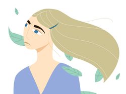Иллюстрация. Девушка с листьями в волосах