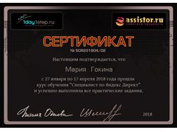 Сертификат обучения Яндекс Директ