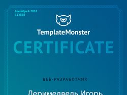 Templatemonster сертификат по Wordpress №152898