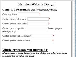 Анкета/опросник для сайта Houston Website Design