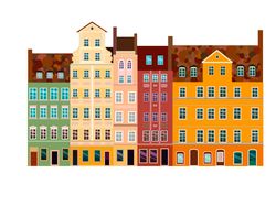 Иллюстрация с амстердамскими домиками