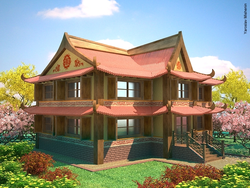 Китайские дома цена. Коттедж в японском стиле. Дачный домик в японском стиле. Традиционный японский дом. Дом в стиле Японии.