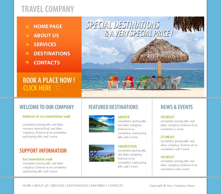 Трэвэл сайт. Портфолио фрилансера. Шаблон сайта html PSD. Работа в Travel co Company.