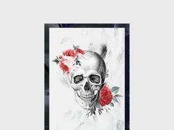 Collage Art/ Skull with flower/ Print for T-shirt