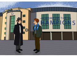 Иллюстрация "Шерлок возле стадиона"