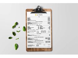 Верстка меню ресторана La Pasta