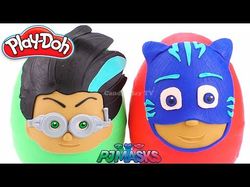 Huge Play Doh Surprise Eggs PJ Mask Romeo and Catb