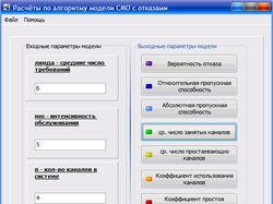 Расчёт по алгоритму модели СМО с отказами