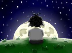 Мальчик смотрит на луну