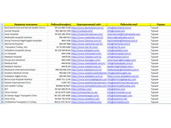 Сбор базы Email адресов мед клиник Турции