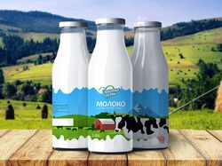 Дизайн этикетки для бутылки молочной продукции