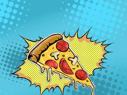 Иллюстрация "пицца" в поп арт стиле
