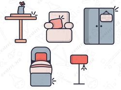 Минималистичные иконки с тематикой "мебель"