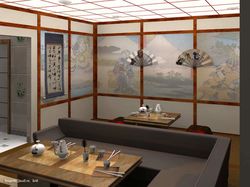 Комната отдыха сауны в японском стиле